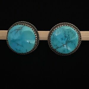 Vintage sterling natural  turquoise earrings.